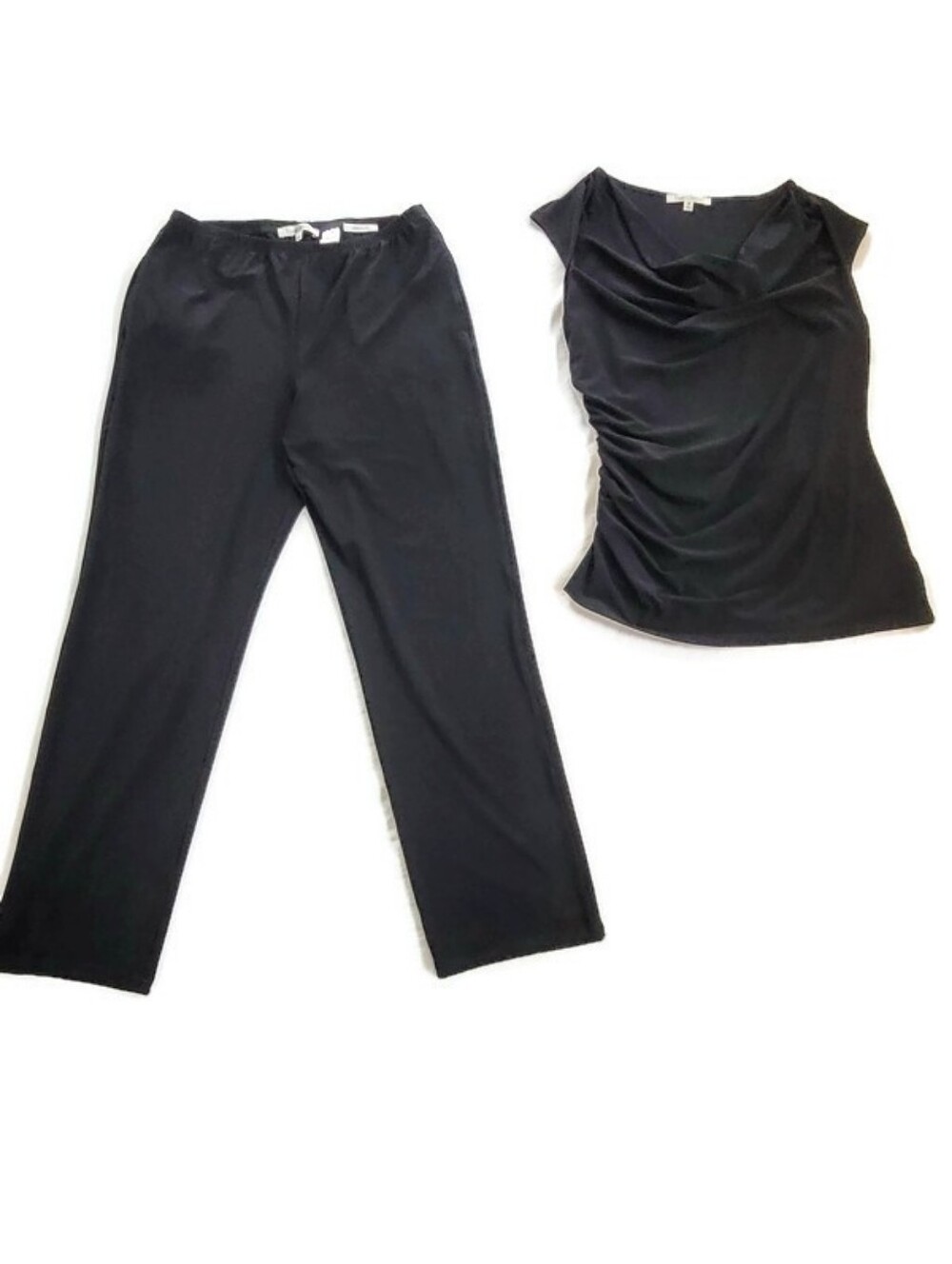 TravelSmith Black Sleeveless Cowl Neck Top and Pant